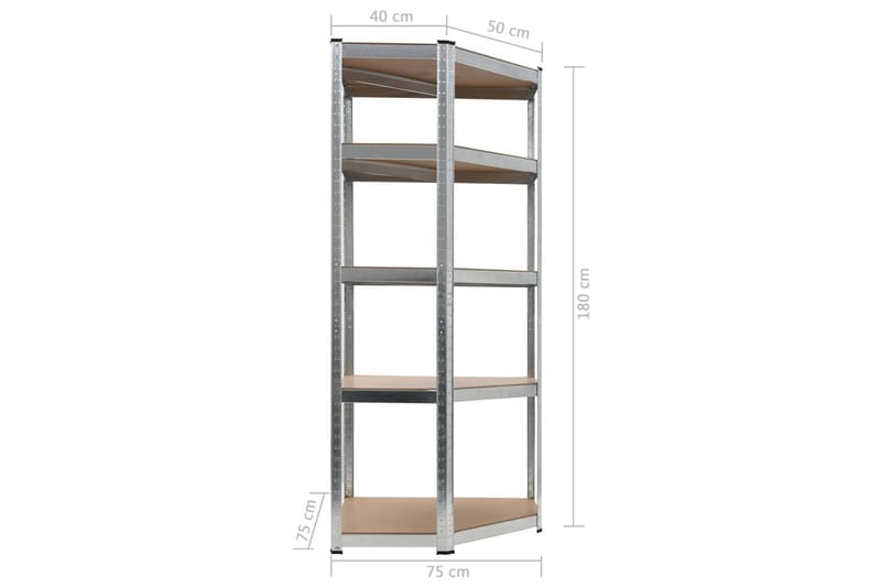 Oppbevaringshylle sølv 75x75x180 cm stål og MDF - Oppbevaring - Hyller - Oppbevaringshylle - Lagerhylle