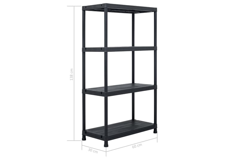Oppbevaringshylle svart 100 kg 60x30x138 cm plast - Oppbevaring - Hyller - Oppbevaringshylle - Lagerhylle