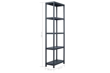 Oppbevaringshylle svart 125 kg 60x30x180 cm plast - Oppbevaring - Hyller - Oppbevaringshylle - Lagerhylle