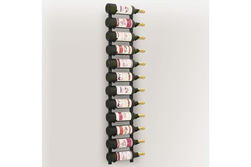 Veggmontert vinstativ for 12 flasker svart jern - Svart - Vinstativ & vinhylle