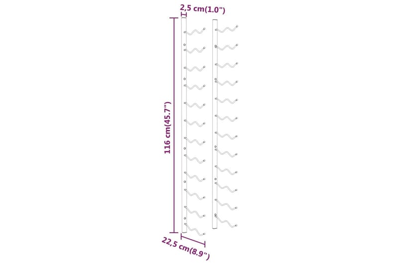 Veggmontert vinstativ for 24 flasker hvit jern - Hvit - Oppbevaring - Hyller - Oppbevaringshylle - Vinstativ & vinhylle