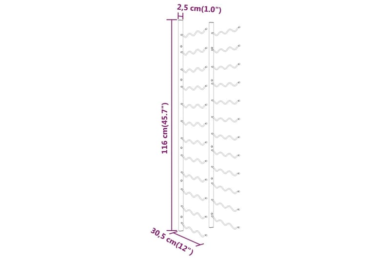 Veggmontert vinstativ for 36 flasker 2 stk hvit jern - Hvit - Oppbevaring - Hyller - Oppbevaringshylle - Vinstativ & vinhylle