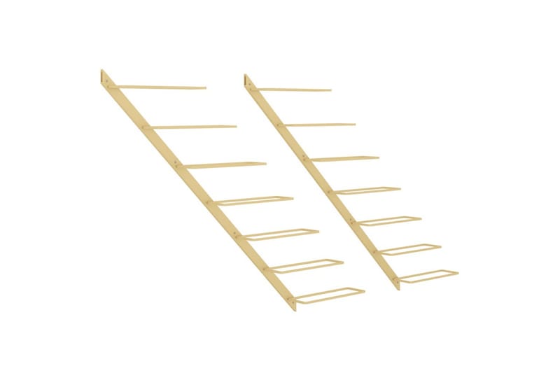 Veggmontert vinstativ for 7 flasker 2 stk gull metall - Gull - Oppbevaring - Hyller - Oppbevaringshylle - Vinstativ & vinhylle