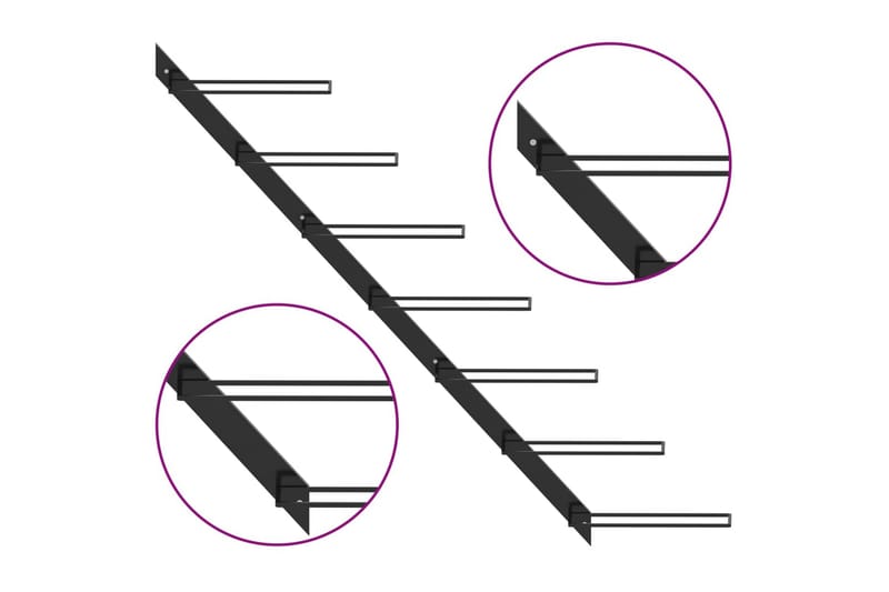 Veggmontert vinstativ for 7 flasker svart metall - Vinstativ & vinhylle