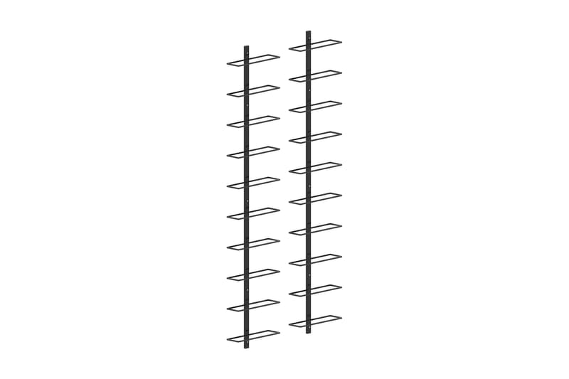 Veggmonterte vinstativer for 20 flasker 2 stk svart metall - Oppbevaring - Hyller - Oppbevaringshylle - Vinstativ & vinhylle