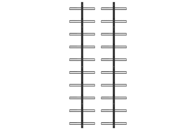 Veggmonterte vinstativer for 20 flasker 2 stk svart metall - Oppbevaring - Hyller - Oppbevaringshylle - Vinstativ & vinhylle