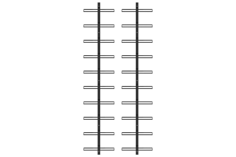 Veggmonterte vinstativer for 20 flasker 2 stk svart metall - Vinstativ & vinhylle