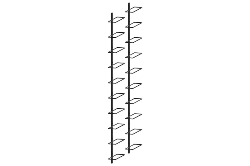 Veggmonterte vinstativer for 20 flasker 2 stk svart metall - Vinstativ & vinhylle