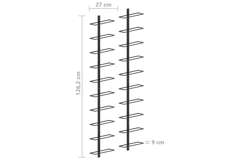 Veggmonterte vinstativer for 20 flasker 2 stk svart metall - Vinstativ & vinhylle