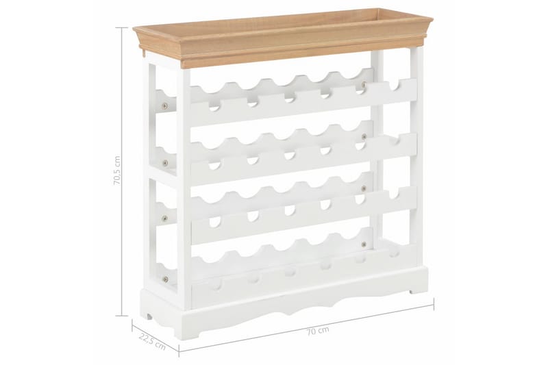 Vinhylle hvit 70x22,5x70,5 cm MDF - Oppbevaring - Hyller - Oppbevaringshylle - Vinstativ & vinhylle