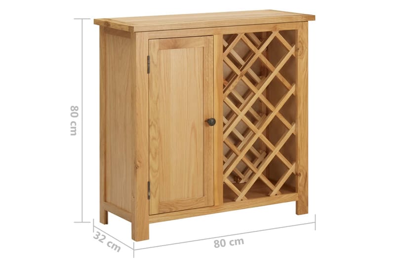 Vinskap for 11 flasker 80x32x80 cm heltre eik - Oppbevaring - Hyller - Oppbevaringshylle - Vinstativ & vinhylle