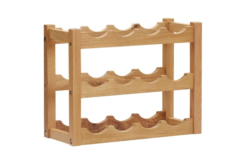 Vinstativ for 12 flasker 47x21x36 cm heltre eik - Oppbevaring - Hyller - Oppbevaringshylle - Vinstativ & vinhylle