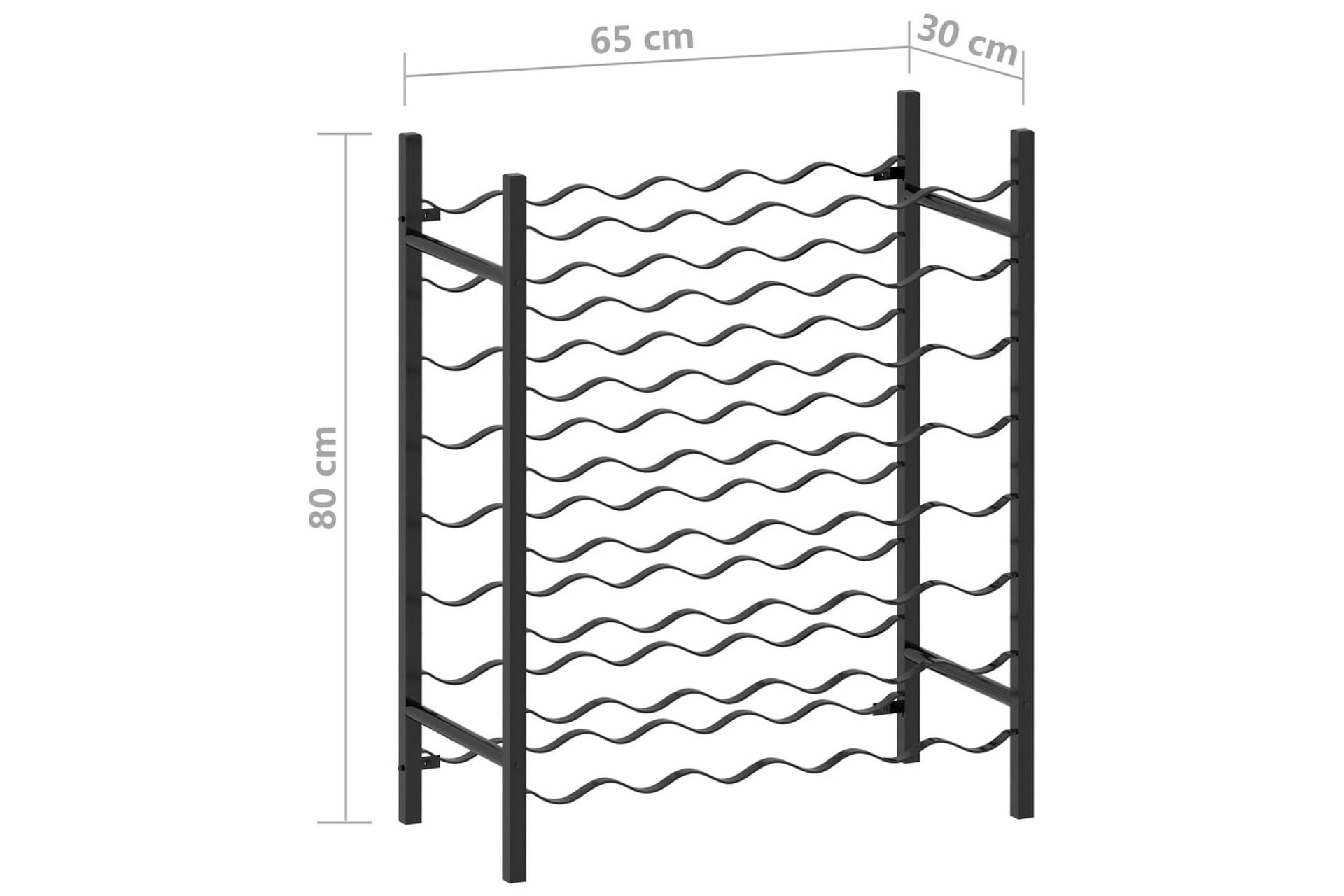 Vinstativ for 48 flasker metall svart - Oppbevaring - Hyller - Oppbevaringshylle - Vinstativ & vinhylle