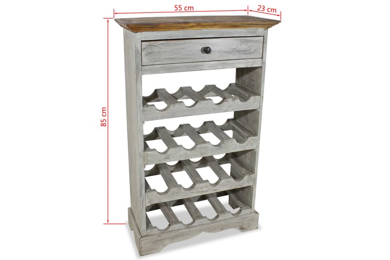 Vinstativ gjenvunnet heltre 55x23x85 cm - Oppbevaring - Hyller - Oppbevaringshylle - Vinstativ & vinhylle
