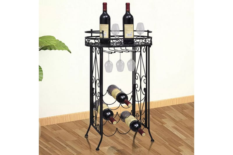 Vinstativ med glassholder for 9 flasker metall - Oppbevaring - Hyller - Oppbevaringshylle - Vinstativ & vinhylle