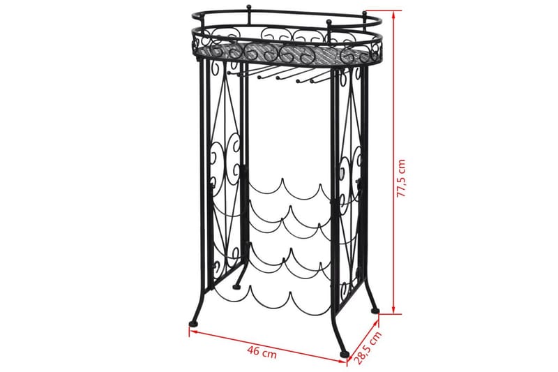 Vinstativ med glassholder for 9 flasker metall - Vinstativ & vinhylle