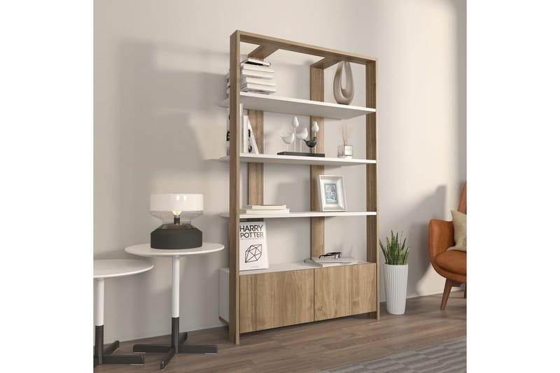 Ossin Bokhylle 93,6 cm - Brun/Hvit - Oppbevaring - Hyller - Bokhylle
