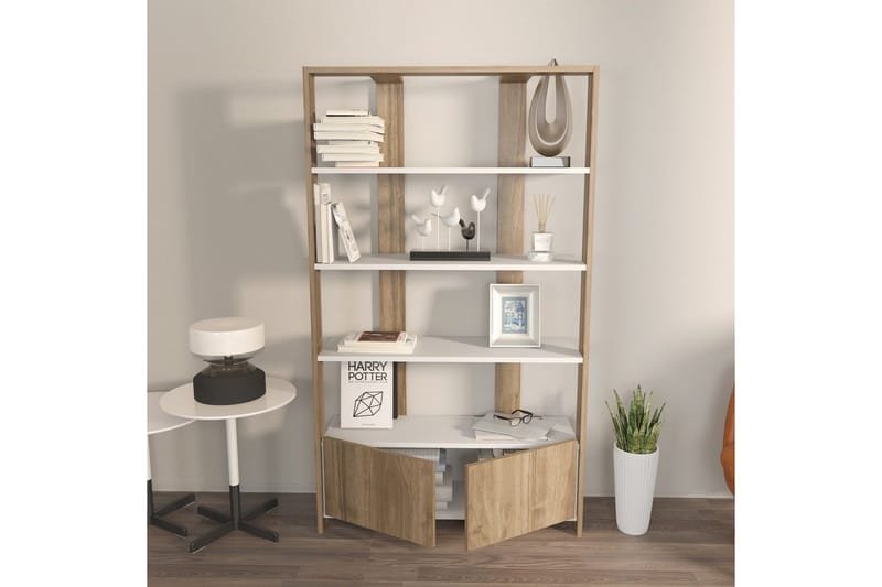 Ossin Bokhylle 93,6 cm - Brun/Hvit - Oppbevaring - Hyller - Bokhylle