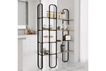 Pemu Bokhylle 125 cm i Metall med Treplate - Svart - Oppbevaring - Hyller - Bokhylle