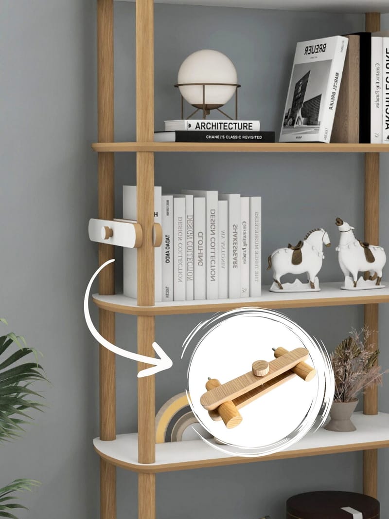 Pienk Bokhylle 80x174 cm - Eik og hvit - Oppbevaring - Hyller - Bokhylle