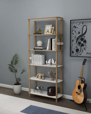 Pienk Bokhylle 80x174 cm - Eik og hvit - Oppbevaring - Hyller - Bokhylle