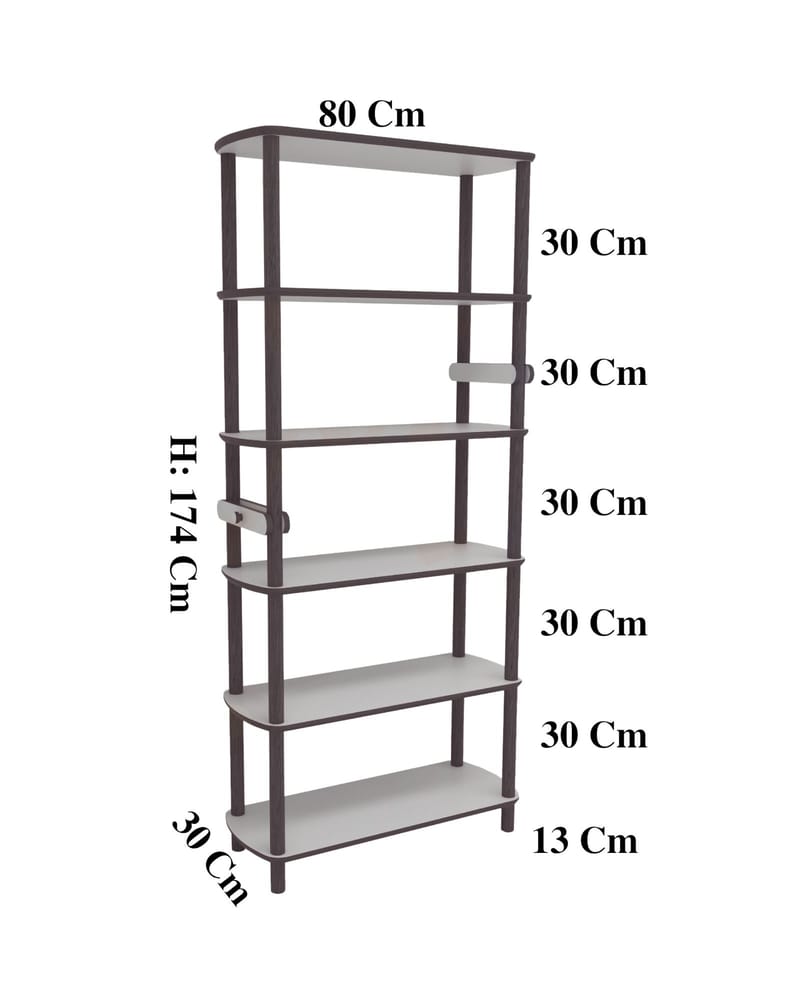 Pienk Bokhylle 80x174 cm - Eik og hvit - Oppbevaring - Hyller - Bokhylle