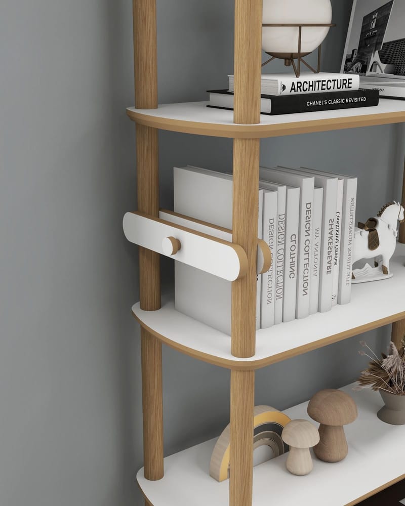 Pienk Bokhylle 80x174 cm - Eik og hvit - Oppbevaring - Hyller - Bokhylle