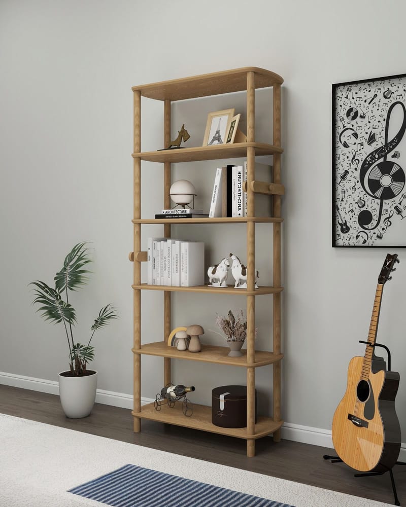 Pienk Bokhylle 80x174 cm - Eik - Oppbevaring - Hyller - Bokhylle