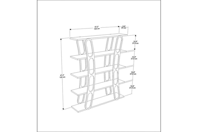 Quenla Bokhylle 120 cm - Svart/Hvit - Oppbevaring - Hyller - Bokhylle