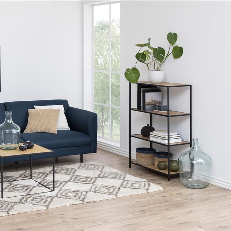 Seaford Bokhylle 77 cm i Tre med Metallstativ - Brun|Sort - Oppbevaring - Hyller - Bokhylle