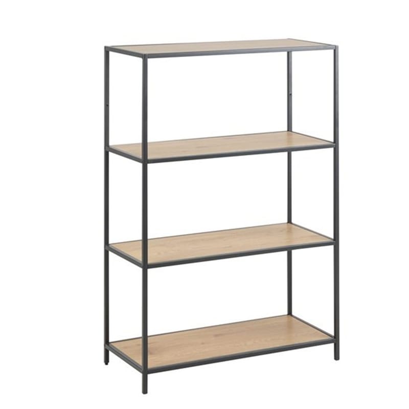 Seaford Bokhylle 77 cm i Tre med Metallstativ, Brun|Sort