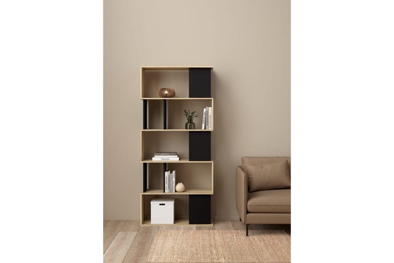 Shivani Bokhylle 80 cm - Natur/Svart - Oppbevaring - Hyller - Bokhylle