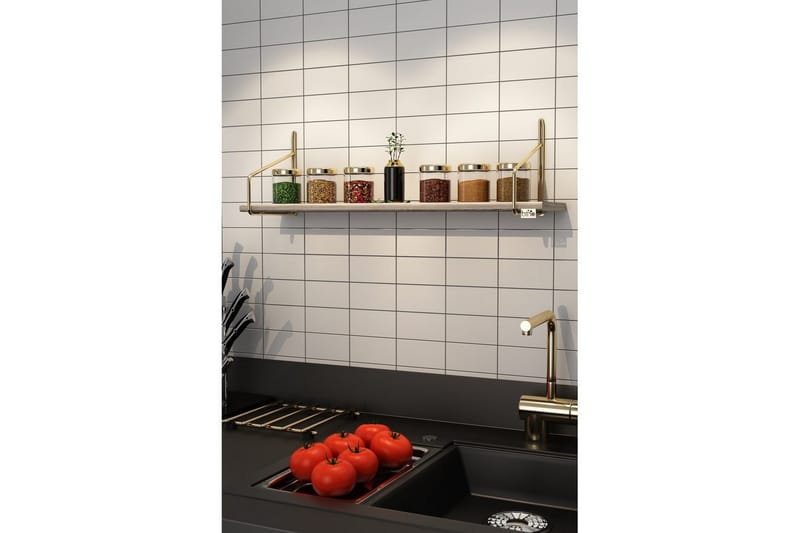 Sorab Vegghylle 60 cm - Brun/Gull - Oppbevaring - Hyller - Vegghylle