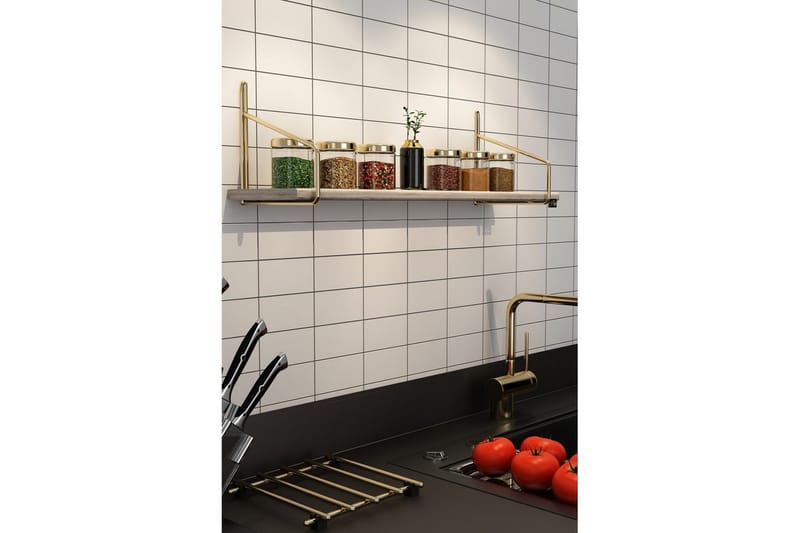 Sorab Vegghylle 60 cm - Brun/Gull - Oppbevaring - Hyller - Vegghylle