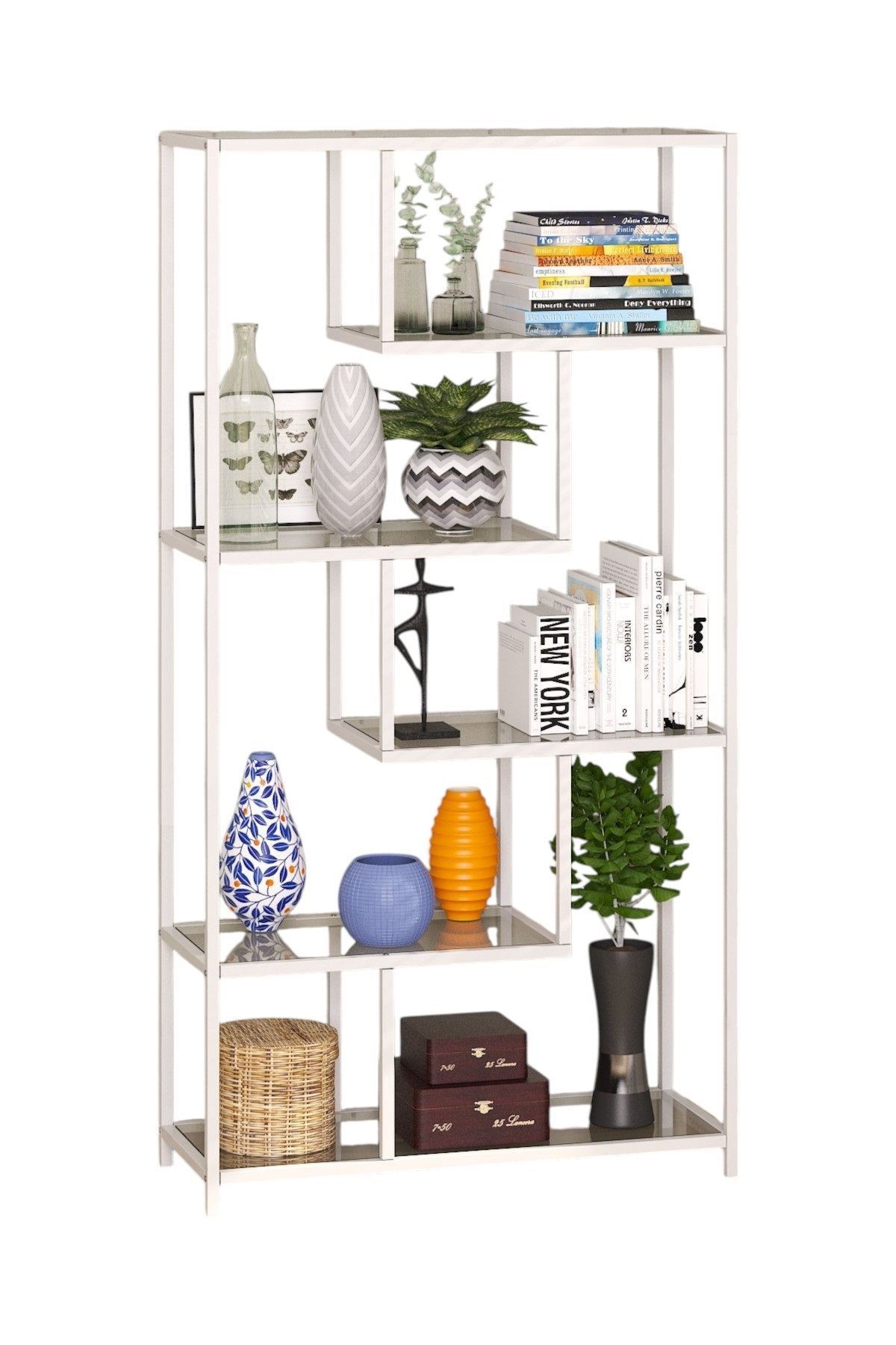 Sorena Bokhylle 90x172 cm - Hvit og transparent