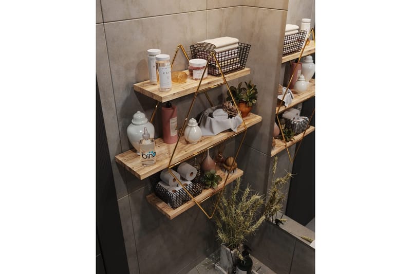 Souma Vegghylle 60 cm - Brun/Gull - Oppbevaring - Hyller - Vegghylle