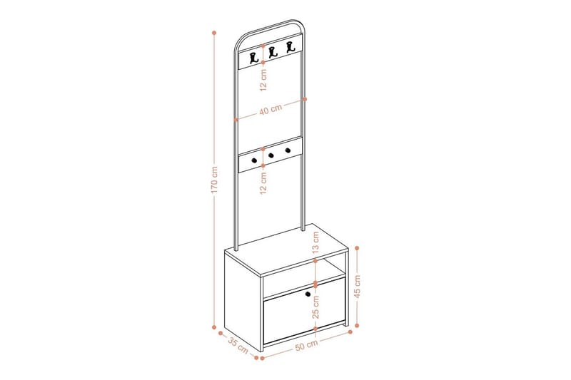 Springhill Hattehylle 50 cm - Svart/Hvit - Oppbevaring - Hyller - Hattehylle