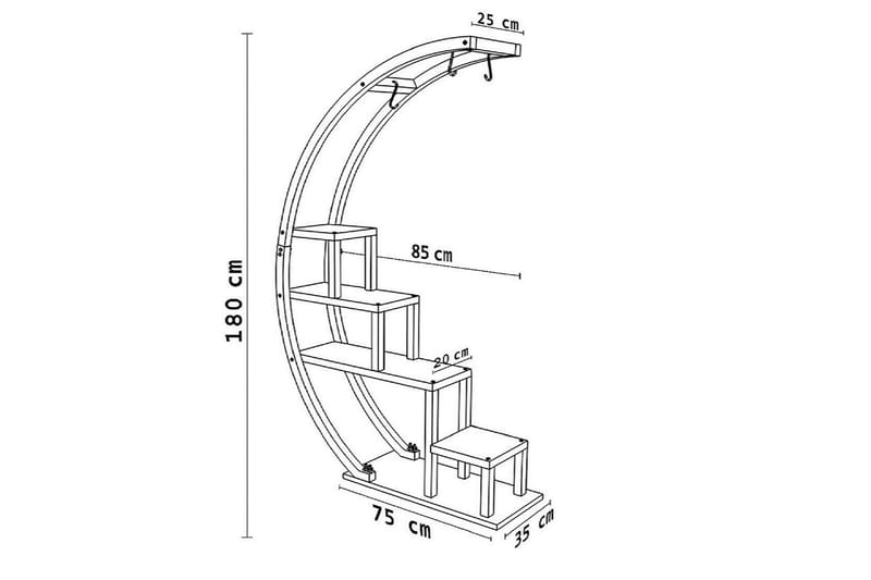 Gardellis Stigehylle 85x35 cm - Svart - Oppbevaring - Hyller - Stigehylle