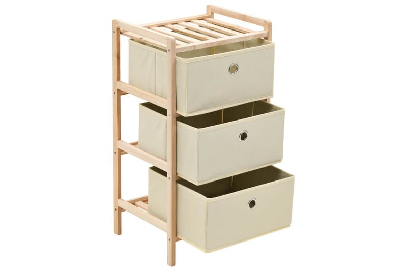 Oppbevaringshylle med 3 ikke-vevde kurver sedertre beige - Oppbevaring - Hyller - Stigehylle