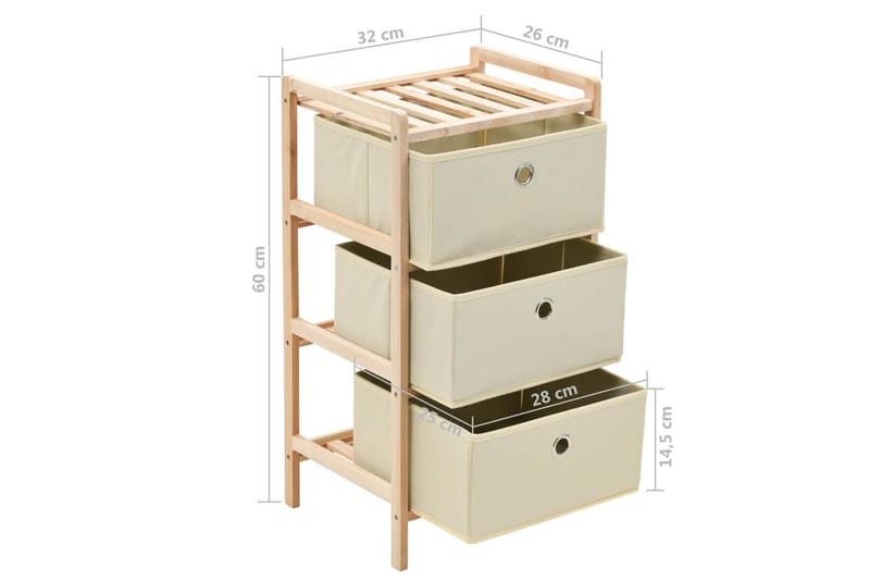 Oppbevaringshylle med 3 ikke-vevde kurver sedertre beige - Oppbevaring - Hyller - Stigehylle