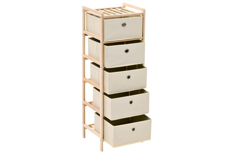 Oppbevaringshylle med 5 stoffkurver sedertre beige - Oppbevaring - Hyller - Stigehylle