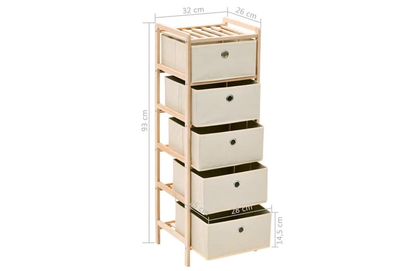 Oppbevaringshylle med 5 stoffkurver sedertre beige - Oppbevaring - Hyller - Stigehylle