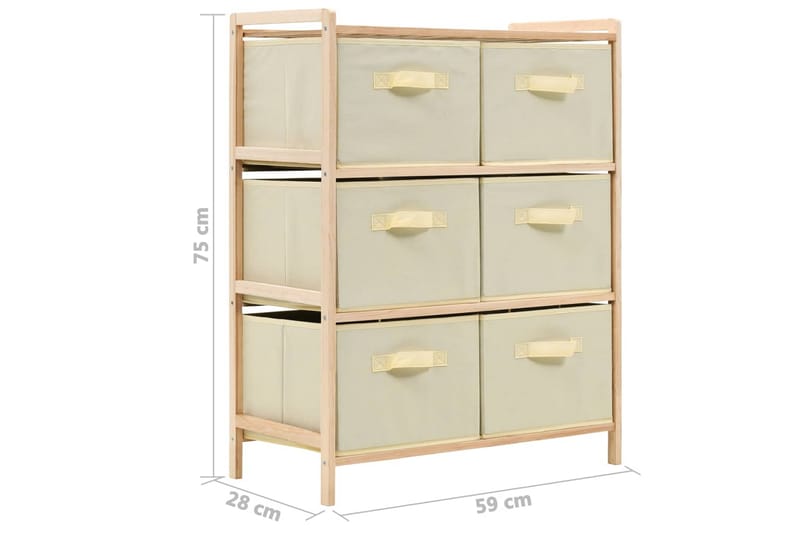 Oppbevaringshylle med 6 stoffkurver sedertre beige - Oppbevaring - Hyller - Stigehylle