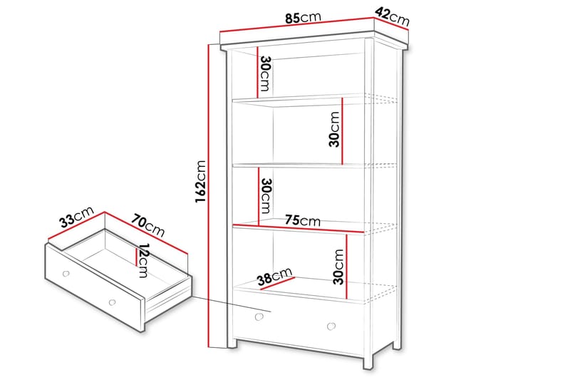 Storys Bokhylle 85x42 cm - Svart - Oppbevaring - Hyller - Bokhylle