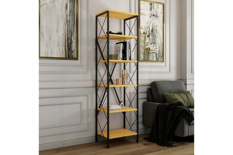 Suadiye Bokhylle 50 cm - Gul/Svart - Oppbevaring - Hyller - Bokhylle