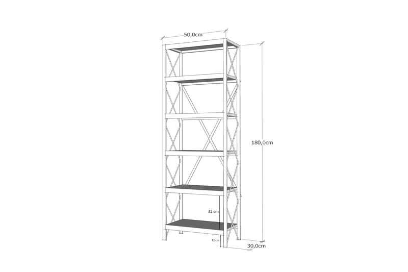 Suadiye Bokhylle 50 cm - Hvit/Svart - Oppbevaring - Hyller - Bokhylle