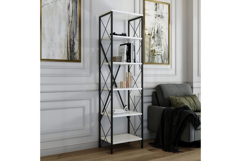 Suadiye Bokhylle 50 cm - Hvit/Svart - Oppbevaring - Hyller - Bokhylle