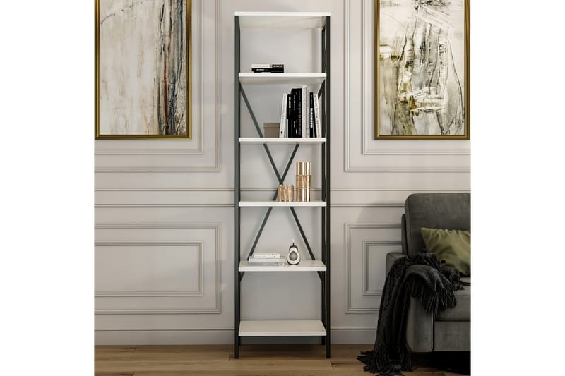 Suadiye Bokhylle 50 cm - Hvit/Svart - Oppbevaring - Hyller - Bokhylle
