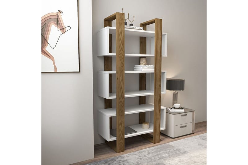 Thyric Bokhylle 80 cm - Valnøtt/Hvit - Oppbevaring - Hyller - Bokhylle