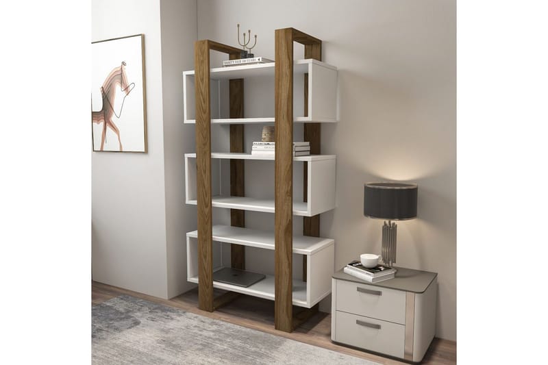 Thyric Bokhylle 80 cm - Valnøtt/Hvit - Oppbevaring - Hyller - Bokhylle